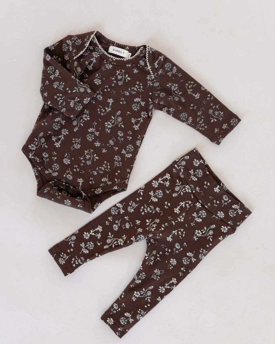 cotton floral body suit and leggings set