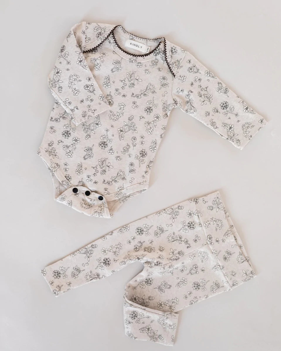 cotton floral body suit and leggings set