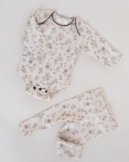 cotton floral body suit and leggings set